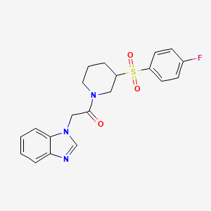 molecular formula C20H20FN3O3S B2777852 2-(1H-1,3-benzodiazol-1-yl)-1-[3-(4-fluorobenzenesulfonyl)piperidin-1-yl]ethan-1-one CAS No. 1797629-34-5