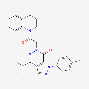 molecular formula C27H29N5O2 B2777869 1-(3,4-dimethylphenyl)-6-[2-oxo-2-(1,2,3,4-tetrahydroquinolin-1-yl)ethyl]-4-(propan-2-yl)-1H,6H,7H-pyrazolo[3,4-d]pyridazin-7-one CAS No. 955850-19-8