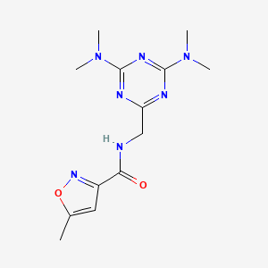molecular formula C13H19N7O2 B2777892 N-((4,6-bis(dimethylamino)-1,3,5-triazin-2-yl)methyl)-5-methylisoxazole-3-carboxamide CAS No. 2034413-59-5