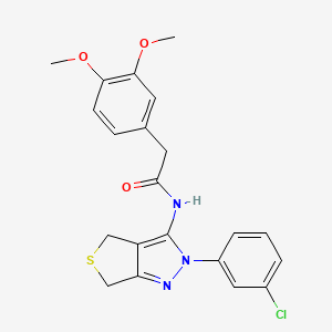 molecular formula C21H20ClN3O3S B2777898 N-[2-(3-chlorophenyl)-2H,4H,6H-thieno[3,4-c]pyrazol-3-yl]-2-(3,4-dimethoxyphenyl)acetamide CAS No. 450341-06-7
