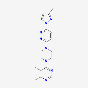 molecular formula C18H22N8 B2777913 4,5-dimethyl-6-{4-[6-(3-methyl-1H-pyrazol-1-yl)pyridazin-3-yl]piperazin-1-yl}pyrimidine CAS No. 2415629-97-7
