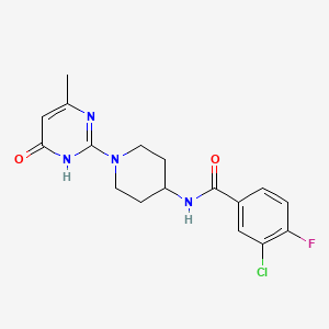 3-chloro-4-fluoro-N-(1-(4-methyl-6-oxo-1,6-dihydropyrimidin-2-yl)piperidin-4-yl)benzamide