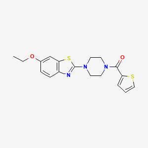 molecular formula C18H19N3O2S2 B2777920 6-ethoxy-2-[4-(thiophene-2-carbonyl)piperazin-1-yl]-1,3-benzothiazole CAS No. 897469-91-9