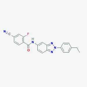 molecular formula C22H16FN5O B277794 4-cyano-N-[2-(4-ethylphenyl)-2H-1,2,3-benzotriazol-5-yl]-2-fluorobenzamide 