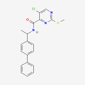molecular formula C20H18ClN3OS B2777982 N-(1-{[1,1'-biphenyl]-4-yl}ethyl)-5-chloro-2-(methylsulfanyl)pyrimidine-4-carboxamide CAS No. 1241053-83-7