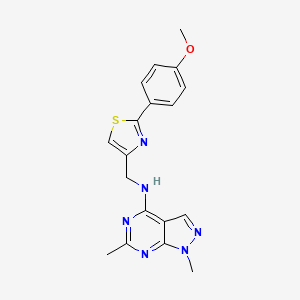 N-[[2-(4-Methoxyphenyl)-1,3-thiazol-4-yl]methyl]-1,6-dimethylpyrazolo[3,4-d]pyrimidin-4-amine