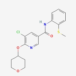 molecular formula C18H19ClN2O3S B2777985 5-chloro-N-(2-(methylthio)phenyl)-6-((tetrahydro-2H-pyran-4-yl)oxy)nicotinamide CAS No. 1903556-51-3