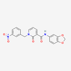 molecular formula C20H15N3O6 B2777987 N-(2H-1,3-benzodioxol-5-yl)-1-[(3-nitrophenyl)methyl]-2-oxo-1,2-dihydropyridine-3-carboxamide CAS No. 946379-21-1