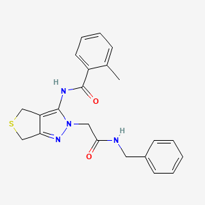 molecular formula C22H22N4O2S B2777988 N-{2-[(benzylcarbamoyl)methyl]-2H,4H,6H-thieno[3,4-c]pyrazol-3-yl}-2-methylbenzamide CAS No. 1105218-02-7