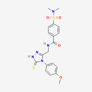 molecular formula C19H21N5O4S2 B2777992 4-(N,N-dimethylsulfamoyl)-N-((4-(4-methoxyphenyl)-5-thioxo-4,5-dihydro-1H-1,2,4-triazol-3-yl)methyl)benzamide CAS No. 392247-67-5
