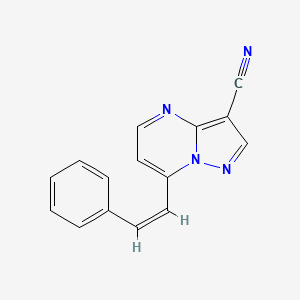 molecular formula C15H10N4 B2777993 7-Styrylpyrazolo[1,5-a]pyrimidine-3-carbonitrile CAS No. 320417-33-2