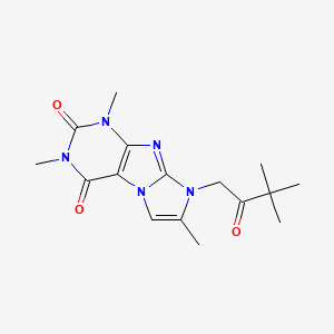 molecular formula C16H21N5O3 B2777996 6-(3,3-Dimethyl-2-oxobutyl)-2,4,7-trimethylpurino[7,8-a]imidazole-1,3-dione CAS No. 878735-41-2