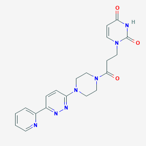 molecular formula C20H21N7O3 B2777997 1-(3-oxo-3-(4-(6-(pyridin-2-yl)pyridazin-3-yl)piperazin-1-yl)propyl)pyrimidine-2,4(1H,3H)-dione CAS No. 1257552-46-7