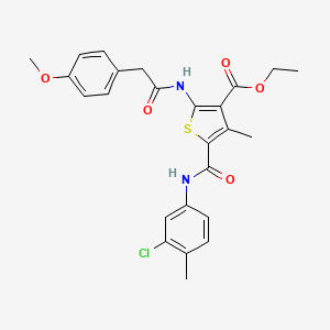 molecular formula C25H25ClN2O5S B2778002 Ethyl 5-[(3-chloro-4-methylphenyl)carbamoyl]-2-[2-(4-methoxyphenyl)acetamido]-4-methylthiophene-3-carboxylate CAS No. 297157-98-3