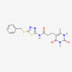 molecular formula C18H19N5O3S2 B2778006 N-(5-(benzylthio)-1,3,4-thiadiazol-2-yl)-3-(3,6-dimethyl-2,4-dioxo-1,2,3,4-tetrahydropyrimidin-5-yl)propanamide CAS No. 1105230-39-4