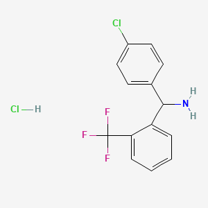 molecular formula C14H12Cl2F3N B2778007 (4-Chlorophenyl)[2-(trifluoromethyl)phenyl]methanamine hydrochloride CAS No. 2241129-12-2