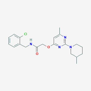 molecular formula C20H25ClN4O2 B2778047 N-(2-chlorobenzyl)-2-{[6-methyl-2-(3-methylpiperidin-1-yl)pyrimidin-4-yl]oxy}acetamide CAS No. 1226439-84-4