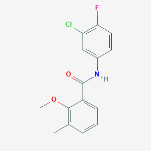 molecular formula C15H13ClFNO2 B277807 N-(3-chloro-4-fluorophenyl)-2-methoxy-3-methylbenzamide 
