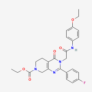 molecular formula C26H27FN4O5 B2778113 ethyl 3-{[(4-ethoxyphenyl)carbamoyl]methyl}-2-(4-fluorophenyl)-4-oxo-3H,4H,5H,6H,7H,8H-pyrido[3,4-d]pyrimidine-7-carboxylate CAS No. 1189899-79-3