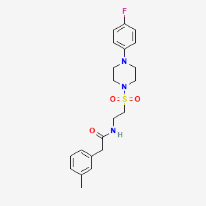 molecular formula C21H26FN3O3S B2778123 N-(2-((4-(4-fluorophenyl)piperazin-1-yl)sulfonyl)ethyl)-2-(m-tolyl)acetamide CAS No. 897618-93-8