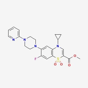 molecular formula C22H23FN4O4S B2778132 methyl 4-cyclopropyl-7-fluoro-1,1-dioxo-6-[4-(pyridin-2-yl)piperazin-1-yl]-4H-1lambda6,4-benzothiazine-2-carboxylate CAS No. 1116041-68-9