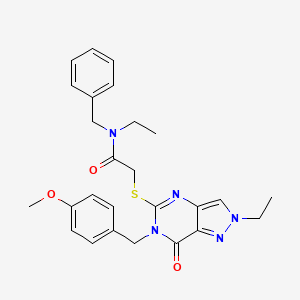 molecular formula C26H29N5O3S B2778152 N-benzyl-N-ethyl-2-({2-ethyl-6-[(4-methoxyphenyl)methyl]-7-oxo-2H,6H,7H-pyrazolo[4,3-d]pyrimidin-5-yl}sulfanyl)acetamide CAS No. 932284-77-0