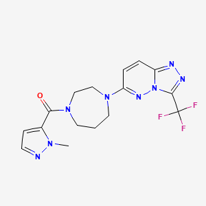 molecular formula C16H17F3N8O B2778166 1-(1-methyl-1H-pyrazole-5-carbonyl)-4-[3-(trifluoromethyl)-[1,2,4]triazolo[4,3-b]pyridazin-6-yl]-1,4-diazepane CAS No. 2380170-10-3