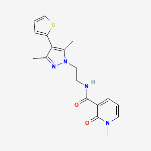 molecular formula C18H20N4O2S B2778172 N-(2-(3,5-dimethyl-4-(thiophen-2-yl)-1H-pyrazol-1-yl)ethyl)-1-methyl-2-oxo-1,2-dihydropyridine-3-carboxamide CAS No. 2034356-24-4