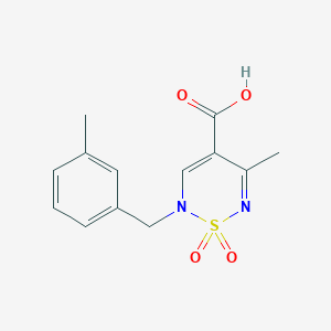 molecular formula C13H14N2O4S B2778179 5-methyl-2-[(3-methylphenyl)methyl]-1,1-dioxo-1,2,6-thiadiazine-4-carboxylic acid CAS No. 1775525-86-4