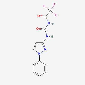 molecular formula C12H9F3N4O2 B2778226 1-(1-phenyl-1H-pyrazol-3-yl)-3-(2,2,2-trifluoroacetyl)urea CAS No. 369642-95-5