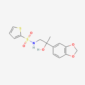 molecular formula C14H15NO5S2 B2778227 N-(2-(benzo[d][1,3]dioxol-5-yl)-2-hydroxypropyl)thiophene-2-sulfonamide CAS No. 1448067-04-6