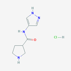 molecular formula C8H13ClN4O B2778233 N-(1H-pyrazol-4-yl)pyrrolidine-3-carboxamide hydrochloride CAS No. 1864061-36-8