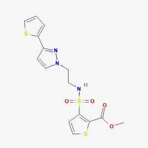 molecular formula C15H15N3O4S3 B2778237 methyl 3-({2-[3-(thiophen-2-yl)-1H-pyrazol-1-yl]ethyl}sulfamoyl)thiophene-2-carboxylate CAS No. 1797679-39-0