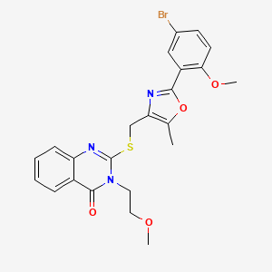 2-(((2-(5-bromo-2-methoxyphenyl)-5-methyloxazol-4-yl)methyl)thio)-3-(2-methoxyethyl)quinazolin-4(3H)-one