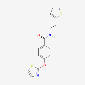 molecular formula C16H14N2O2S2 B2778278 4-(thiazol-2-yloxy)-N-(2-(thiophen-2-yl)ethyl)benzamide CAS No. 1904051-77-9