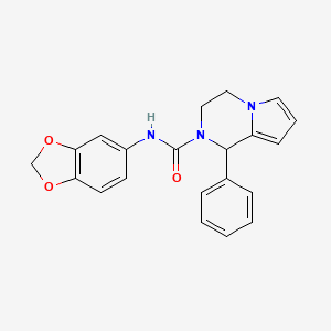 molecular formula C21H19N3O3 B2778286 N-(2H-1,3-benzodioxol-5-yl)-1-phenyl-1H,2H,3H,4H-pyrrolo[1,2-a]pyrazine-2-carboxamide CAS No. 899959-64-9