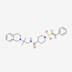 molecular formula C27H35N3O3S B2778299 N-[2-(3,4-dihydro-1H-isoquinolin-2-yl)-2-methylpropyl]-1-[(E)-2-phenylethenyl]sulfonylpiperidine-4-carboxamide CAS No. 1198063-83-0