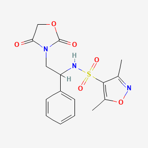 molecular formula C16H17N3O6S B2778312 N-[2-(2,4-dioxo-1,3-oxazolidin-3-yl)-1-phenylethyl]-3,5-dimethyl-1,2-oxazole-4-sulfonamide CAS No. 2034564-75-3