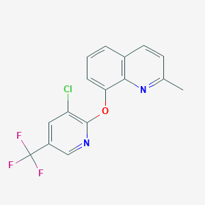 molecular formula C16H10ClF3N2O B2778315 8-((3-Chloro-5-(trifluoromethyl)pyridin-2-yl)oxy)-2-methylquinoline CAS No. 1024367-69-8