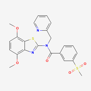 molecular formula C23H21N3O5S2 B2778323 N-(4,7-dimethoxy-1,3-benzothiazol-2-yl)-3-methanesulfonyl-N-[(pyridin-2-yl)methyl]benzamide CAS No. 886946-67-4