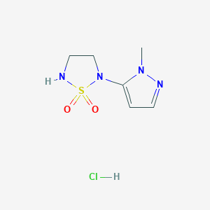 molecular formula C6H11ClN4O2S B2778332 2-(1-methyl-1H-pyrazol-5-yl)-1lambda6,2,5-thiadiazolidine-1,1-dione hydrochloride CAS No. 2287281-42-7