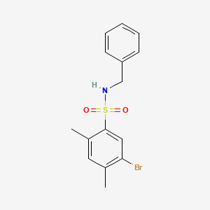 molecular formula C15H16BrNO2S B2778342 N-benzyl-5-bromo-2,4-dimethylbenzenesulfonamide CAS No. 1087647-03-7