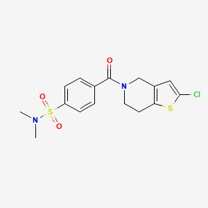molecular formula C16H17ClN2O3S2 B2778344 4-(2-chloro-4,5,6,7-tetrahydrothieno[3,2-c]pyridine-5-carbonyl)-N,N-dimethylbenzenesulfonamide CAS No. 2034224-18-3