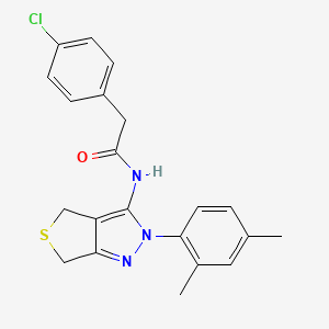 molecular formula C21H20ClN3OS B2778345 2-(4-chlorophenyl)-N-[2-(2,4-dimethylphenyl)-4,6-dihydrothieno[3,4-c]pyrazol-3-yl]acetamide CAS No. 893955-10-7