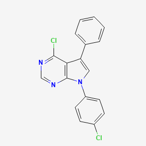 molecular formula C18H11Cl2N3 B2778358 4-chloro-7-(4-chlorophenyl)-5-phenyl-7H-pyrrolo[2,3-d]pyrimidine CAS No. 507273-41-8