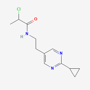 molecular formula C12H16ClN3O B2778397 2-Chloro-N-[2-(2-cyclopropylpyrimidin-5-yl)ethyl]propanamide CAS No. 2411256-95-4