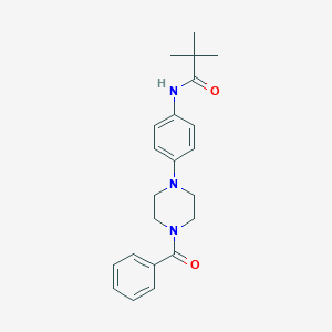 molecular formula C22H27N3O2 B277840 N-[4-(4-benzoyl-1-piperazinyl)phenyl]-2,2-dimethylpropanamide 