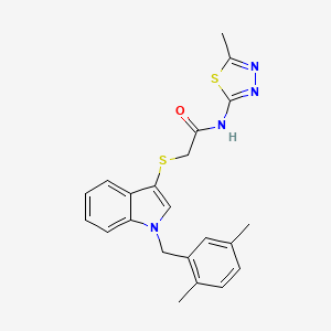molecular formula C22H22N4OS2 B2778404 2-({1-[(2,5-dimethylphenyl)methyl]-1H-indol-3-yl}sulfanyl)-N-(5-methyl-1,3,4-thiadiazol-2-yl)acetamide CAS No. 681279-76-5
