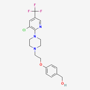 molecular formula C19H21ClF3N3O2 B2778414 [4-(2-{4-[3-Chloro-5-(trifluoromethyl)pyridin-2-yl]piperazin-1-yl}ethoxy)phenyl]methanol CAS No. 338409-36-2