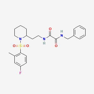 molecular formula C23H28FN3O4S B2778434 N'-benzyl-N-{2-[1-(4-fluoro-2-methylbenzenesulfonyl)piperidin-2-yl]ethyl}ethanediamide CAS No. 898407-16-4